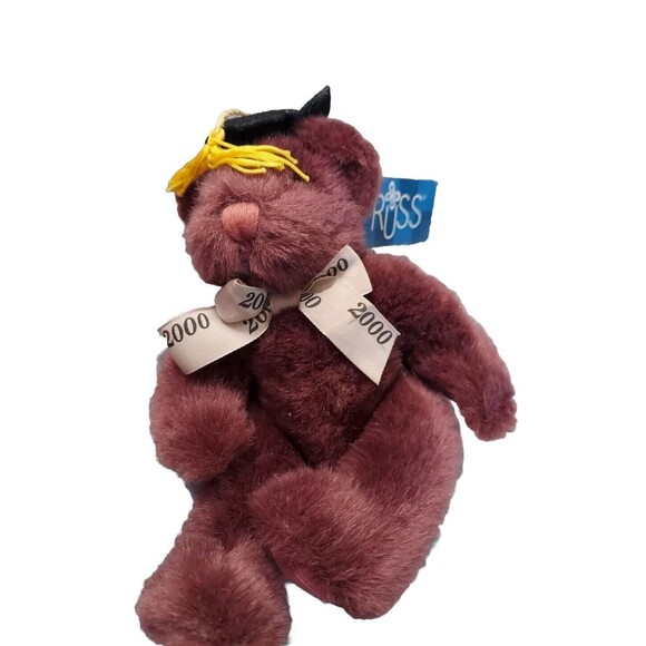 Vintage Russ Bear Graduate Purple Bears  Past Collection Y2K 2000 Ribbon Teddy - Picture 1 of 9